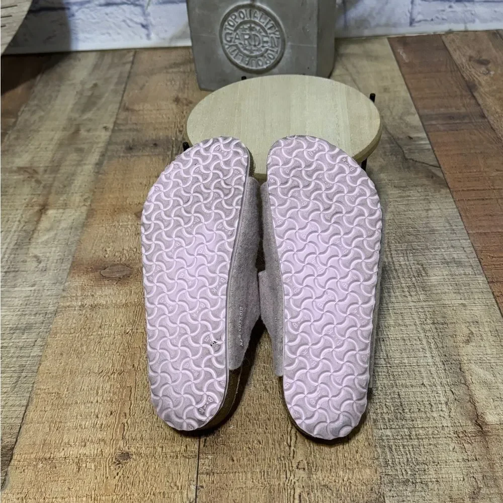 Birkenstock ARIZONA Double WOOL SLIDE Sandal Blush Pink Unisex 34‎ narrow